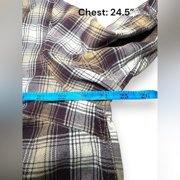 Women's Free Swingin' Flannel Shirt Brown Putty Check Size XL EUC - Picture 5 of 8